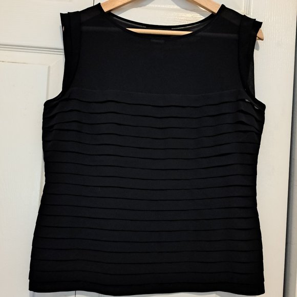 Sleeveless Black Top with Subtle Ruffle/Pleats - Picture 1 of 7